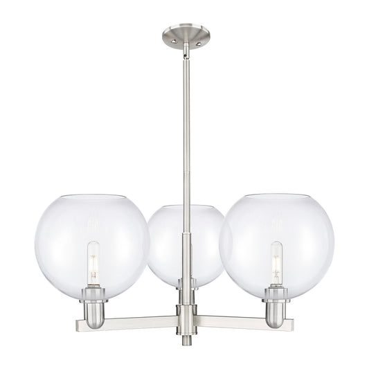 Innovations Athens 32in 3-Light Pendant | Industrial Satin Nickel Steel and Clear Glass | Kitchen Island & Dining Room | 31.75 | Model 716-3CR-SN-G122-10