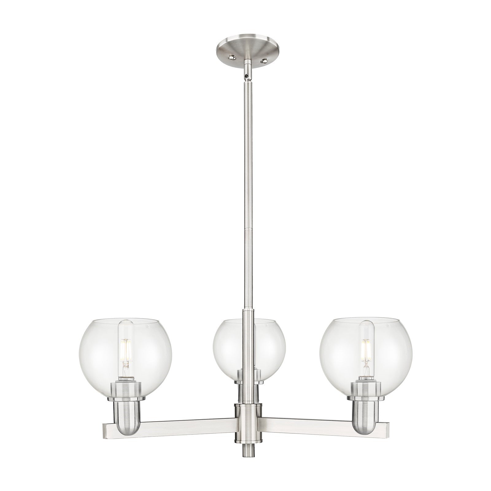 Innovations Athens 28in 3-Light Pendant | Industrial Satin Nickel Steel and Clear Glass | Kitchen Island & Dining Room | 27.62 x | Model 716-3CR-SN-G122-6