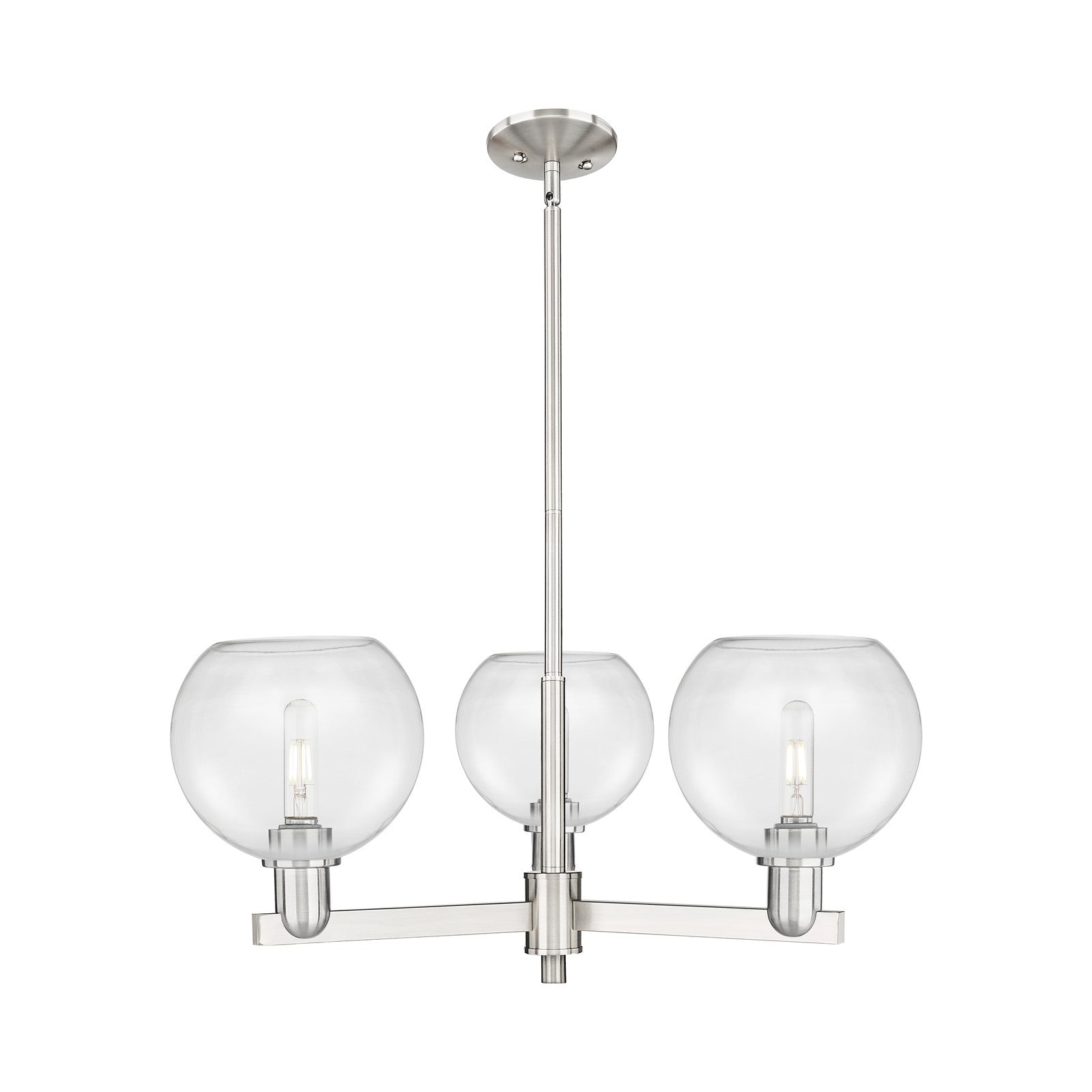 Innovations Athens 30in 3-Light Pendant | Industrial Satin Nickel Steel and Clear Glass | Kitchen Island & Dining Room | 29.75 x | Model 716-3CR-SN-G122-8