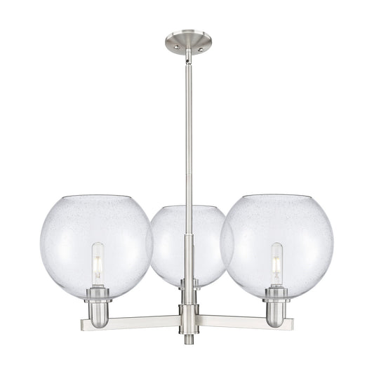 Innovations Athens 32in 3-Light Pendant | Industrial Satin Nickel Steel and Seedy Glass | Kitchen Island & Dining Room | 31.75 | Model 716-3CR-SN-G124-10