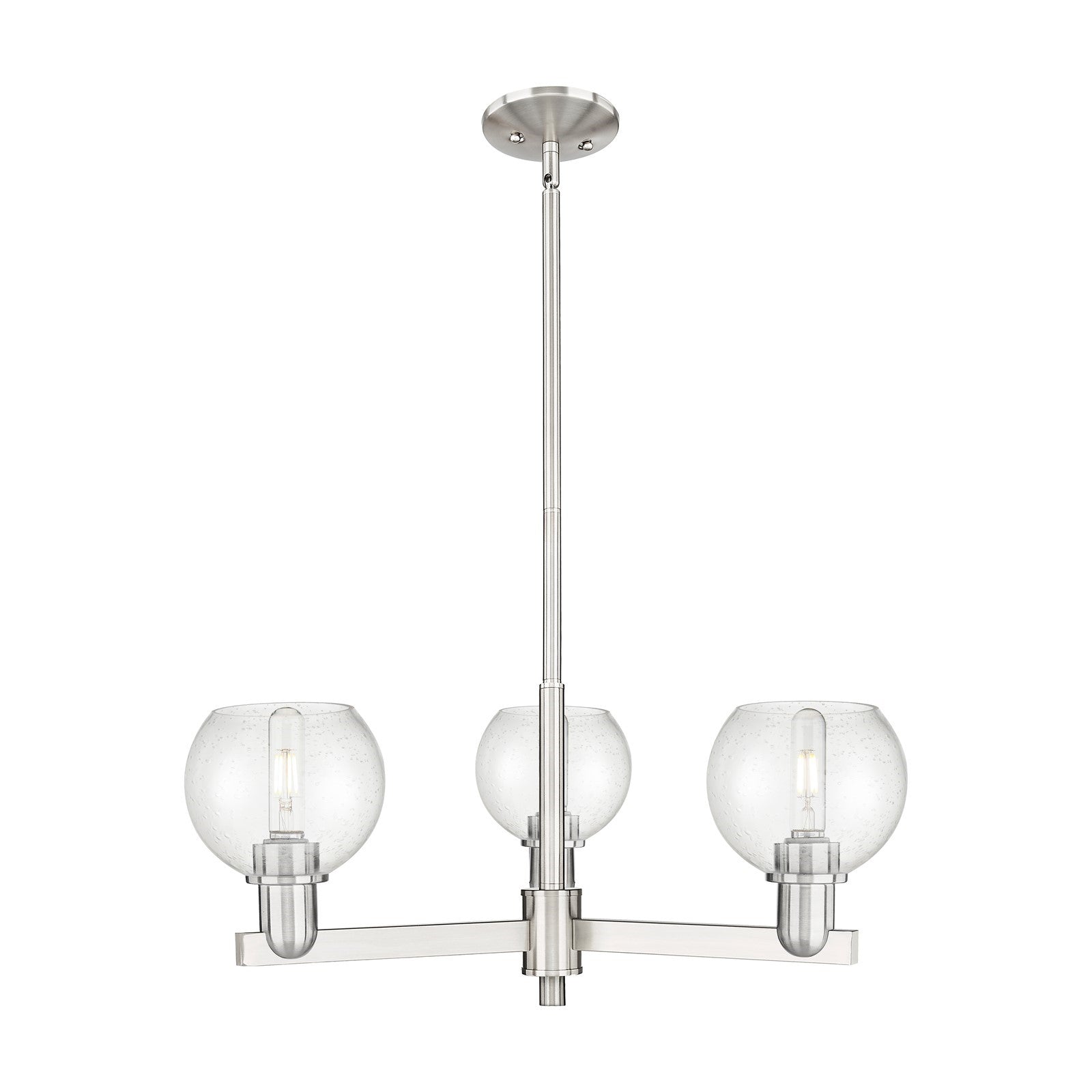 Innovations Athens 28in 3-Light Pendant | Industrial Satin Nickel Steel and Seedy Glass | Kitchen Island & Dining Room | 27.62 x | Model 716-3CR-SN-G124-6