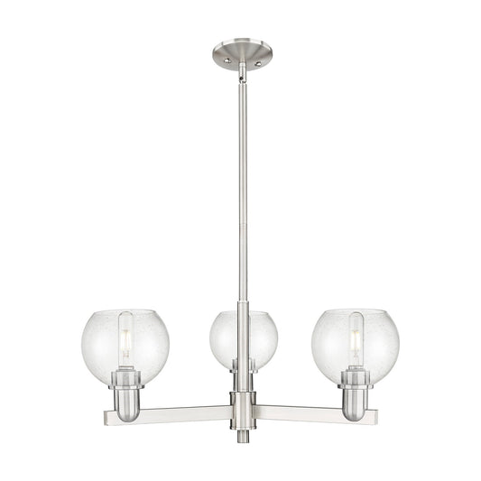 Innovations Athens 28in 3-Light Pendant | Industrial Satin Nickel Steel and Seedy Glass | Kitchen Island & Dining Room | 27.62 x | Model 716-3CR-SN-G124-6