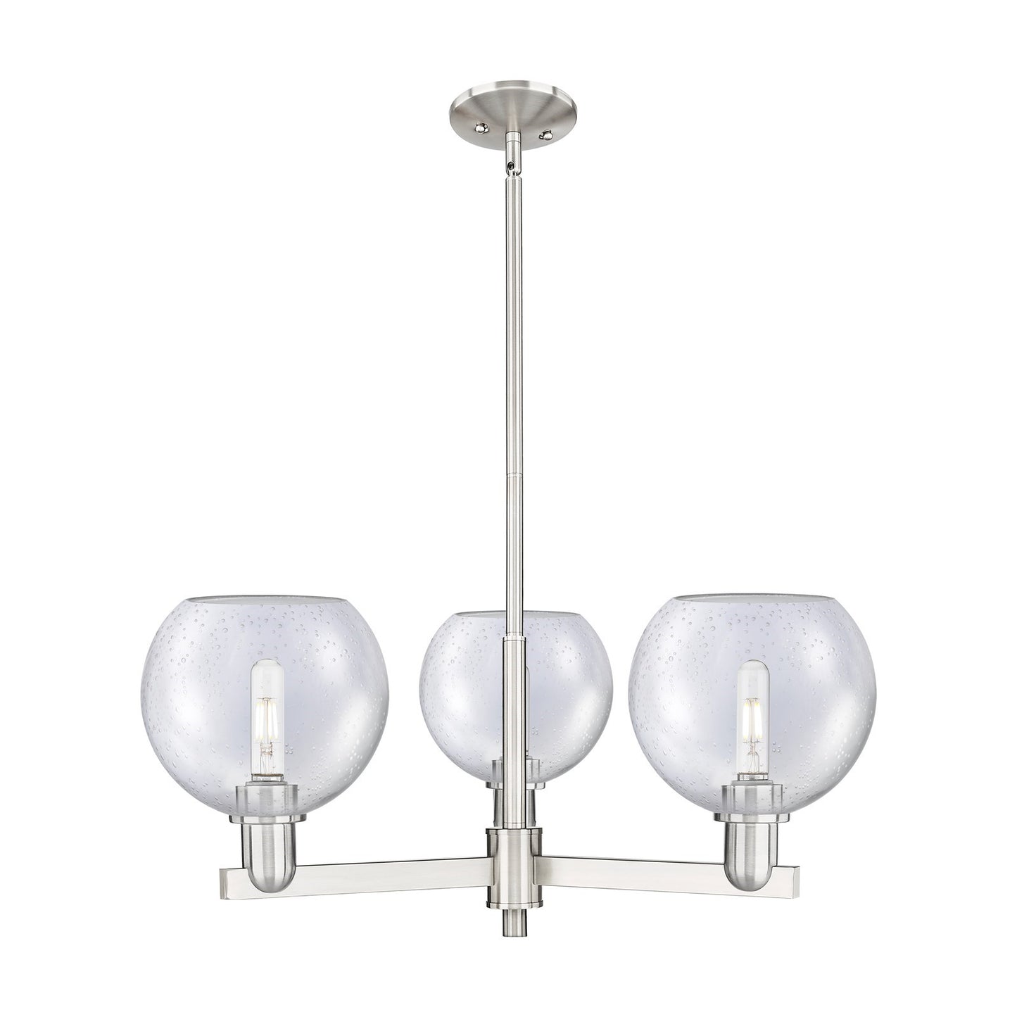 Innovations Athens 30in 3-Light Pendant | Industrial Satin Nickel Steel and Seedy Glass | Kitchen Island & Dining Room | 29.75 x | Model 716-3CR-SN-G124-8