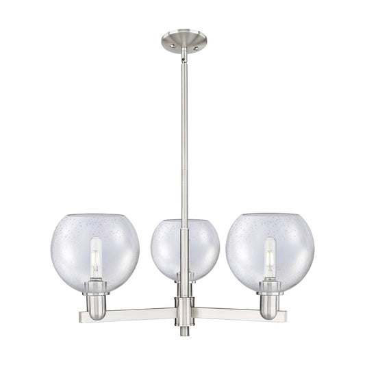 Innovations Athens 30in 3-Light Pendant | Industrial Satin Nickel Steel and Seedy Glass | Kitchen Island & Dining Room | 29.75 x | Model 716-3CR-SN-G124-8