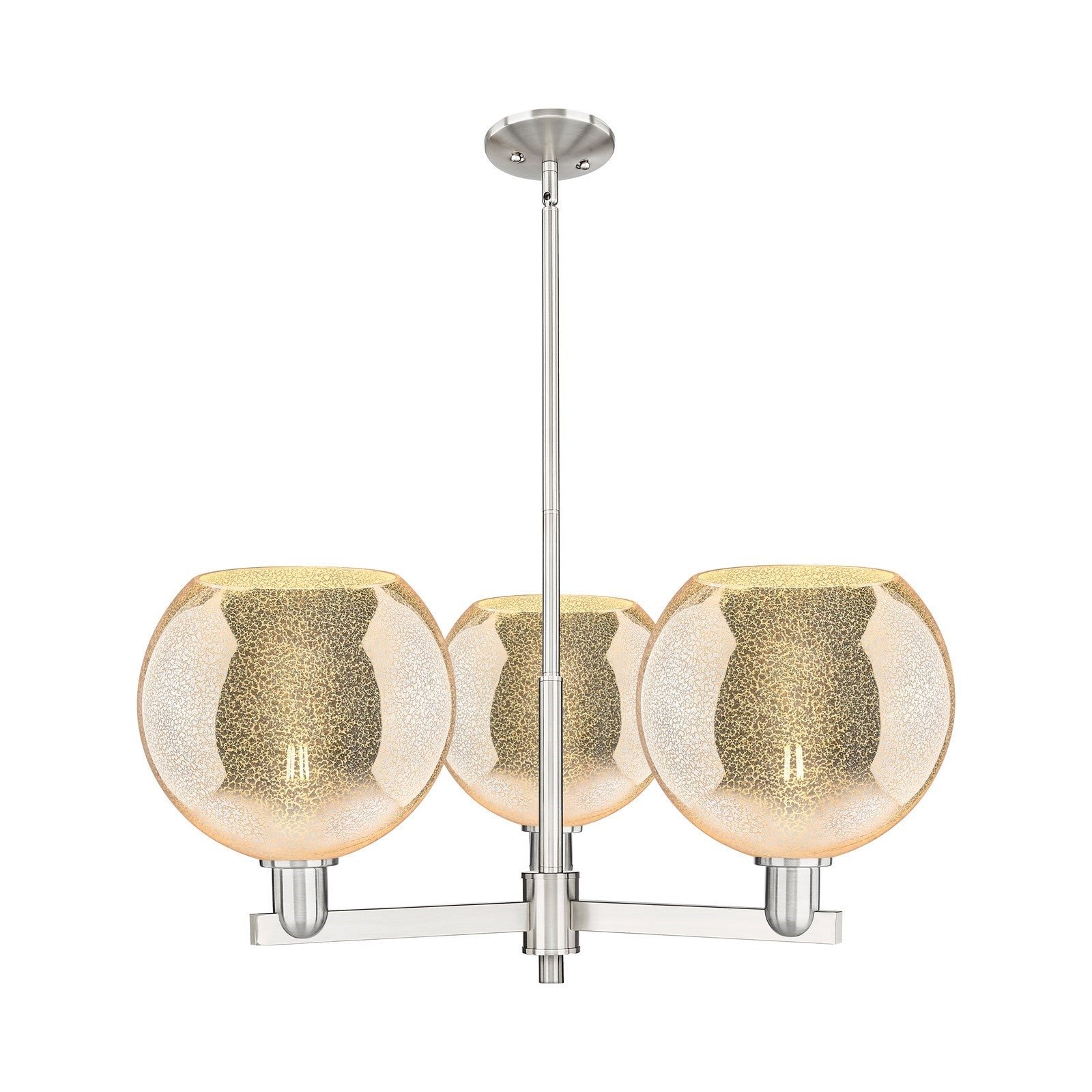 Innovations Athens 32in 3-Light Pendant | Industrial Satin Nickel Steel and Mercury Glass | Kitchen Island & Dining Room | Model 716-3CR-SN-G128-10