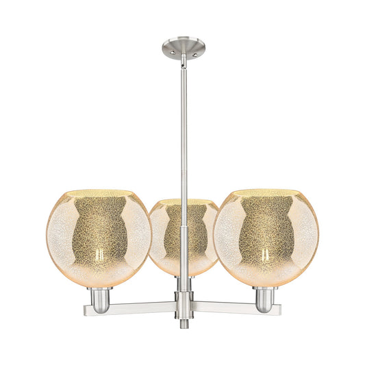 Innovations Athens 32in 3-Light Pendant | Industrial Satin Nickel Steel and Mercury Glass | Kitchen Island & Dining Room | Model 716-3CR-SN-G128-10