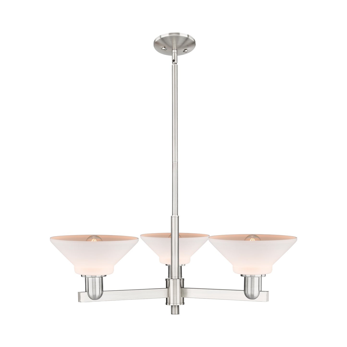 Innovations Orwell 30in 3-Light Pendant | Industrial Satin Nickel Steel and Matte White Glass | Kitchen Island & Dining Room | Model 716-3CR-SN-G131