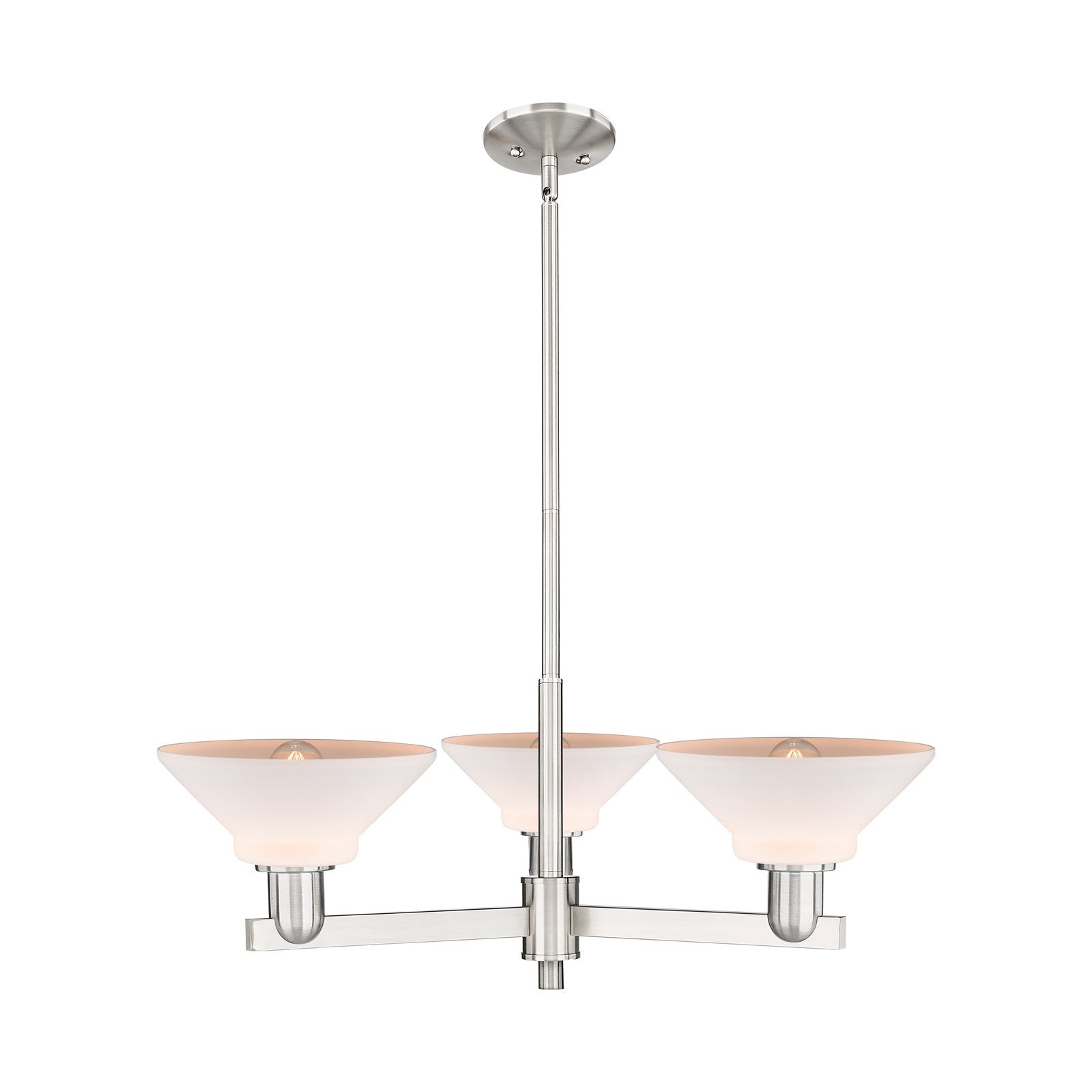 Innovations Orwell 30in 3-Light Pendant | Industrial Satin Nickel Steel and Matte White Glass | Kitchen Island & Dining Room | Model 716-3CR-SN-G131