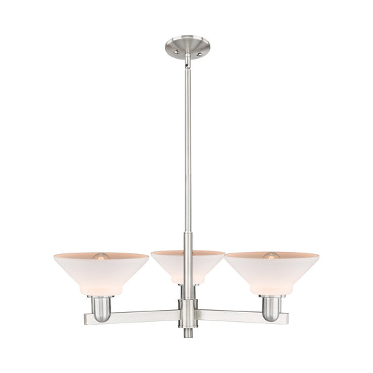Innovations Orwell 30in 3-Light Pendant | Industrial Satin Nickel Steel and Matte White Glass | Kitchen Island & Dining Room | Model 716-3CR-SN-G131