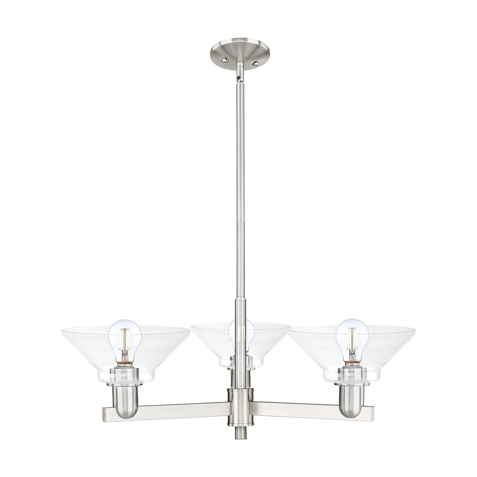 Innovations Orwell 30in 3-Light Pendant | Industrial Satin Nickel Steel and Clear Glass | Kitchen Island & Dining Room | 30.12 x 9 | Model 716-3CR-SN-G132