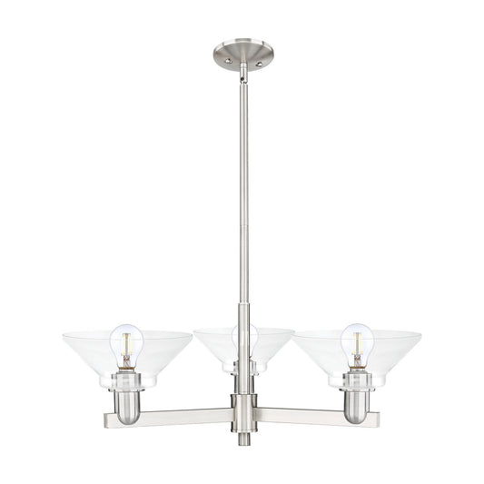 Innovations Orwell 30in 3-Light Pendant | Industrial Satin Nickel Steel and Clear Glass | Kitchen Island & Dining Room | 30.12 x 9 | Model 716-3CR-SN-G132