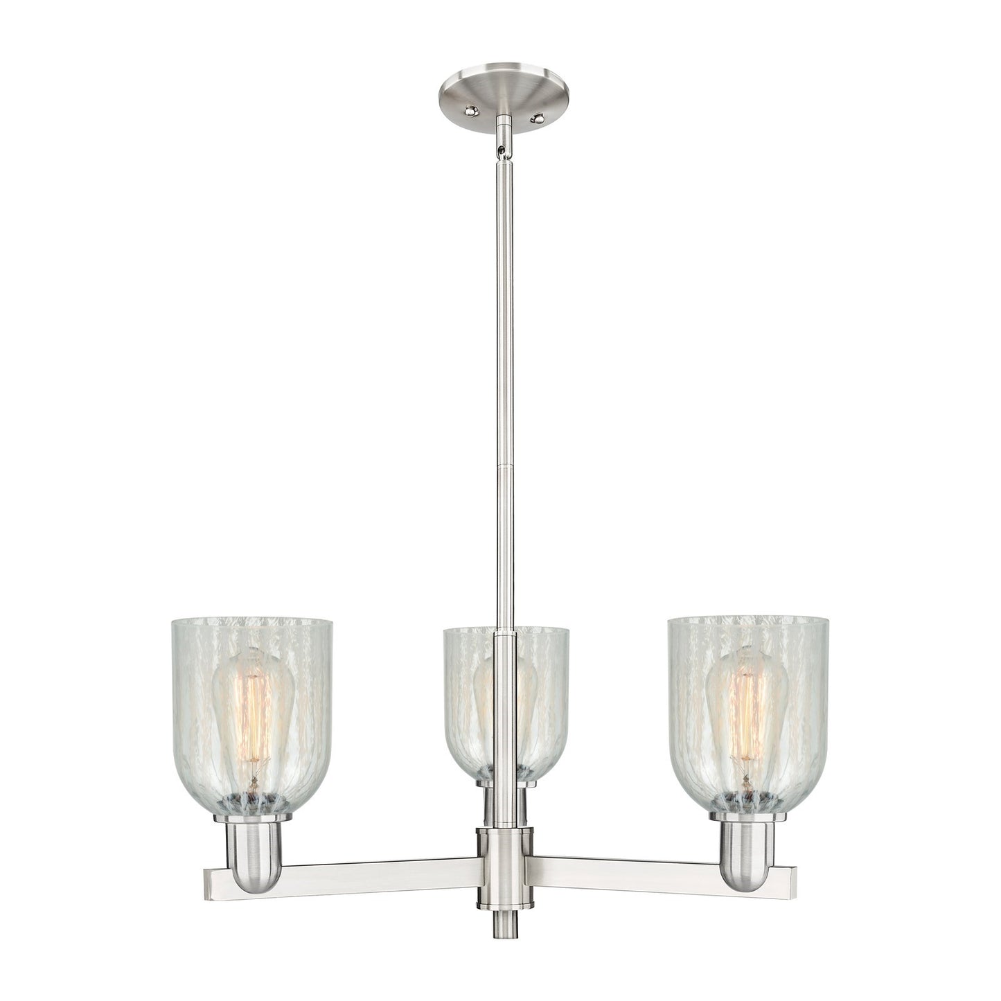 Innovations Caledonia 27in 3-Light Pendant | Industrial Satin Nickel Steel and Mouchette Glass | Kitchen Island & Dining Room | Model 716-3CR-SN-G2511