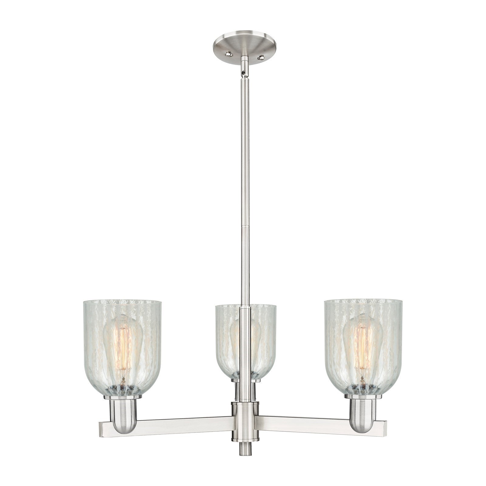 Innovations Caledonia 27in 3-Light Pendant | Industrial Satin Nickel Steel and Mouchette Glass | Kitchen Island & Dining Room | Model 716-3CR-SN-G2511