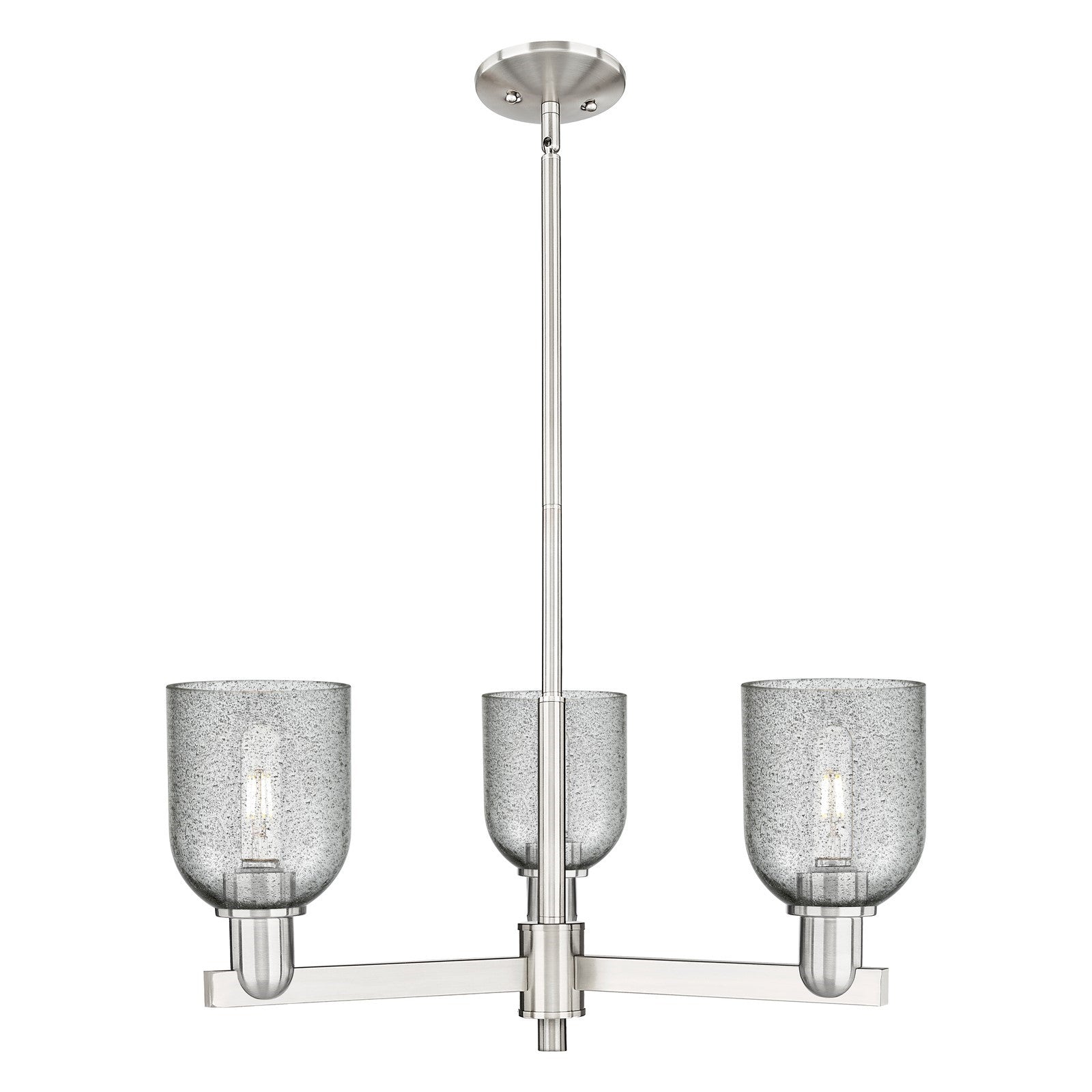 Innovations Caledonia 27in 3-Light Pendant | Industrial Satin Nickel and Charcoal Glass | Kitchen Island & Dining Room | 26.75 x | Model 716-3CR-SN-G257
