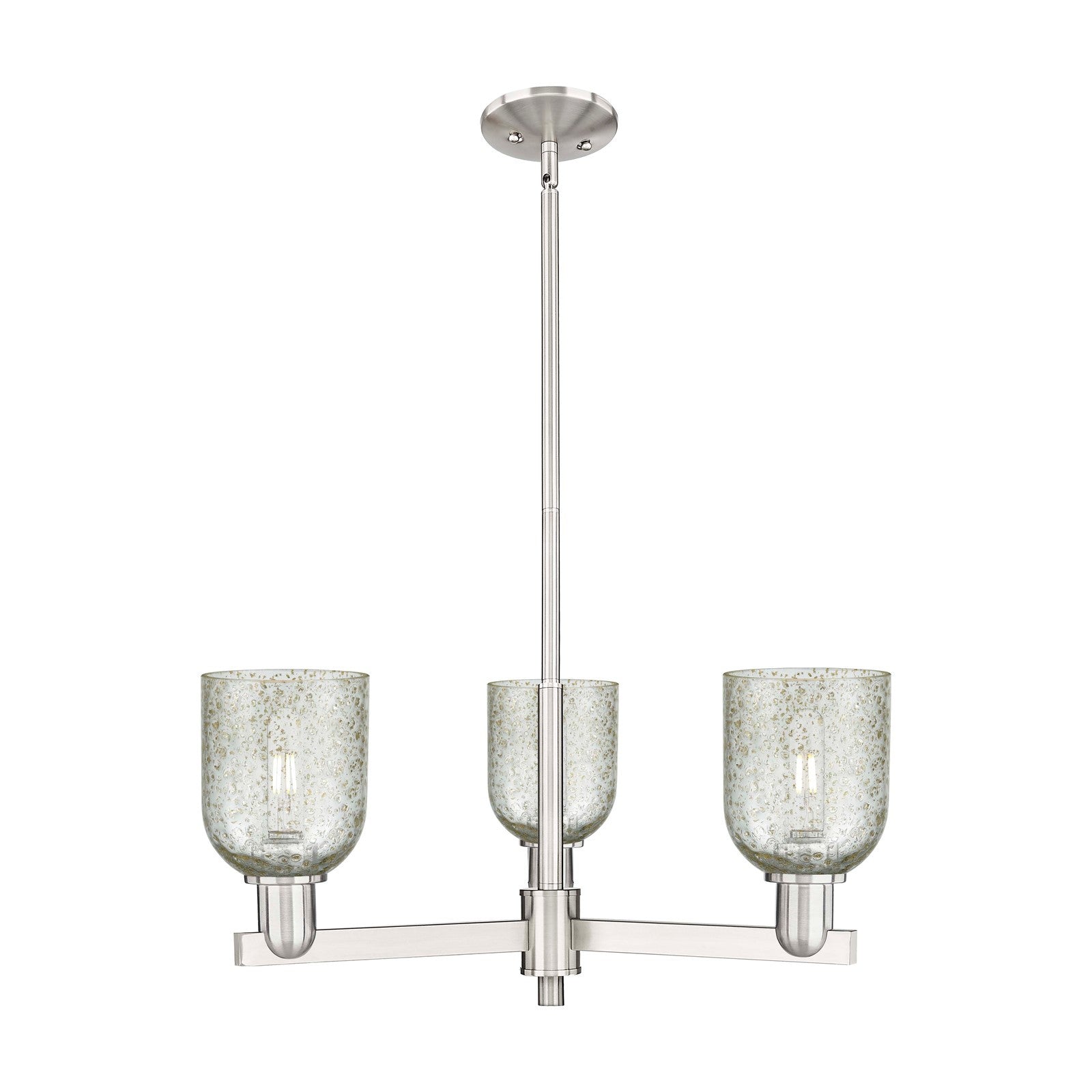 Innovations Caledonia 27in 3-Light Pendant | Industrial Satin Nickel and Mica Glass | Kitchen Island & Dining Room | 26.75 x 26.75 | Model 716-3CR-SN-G259