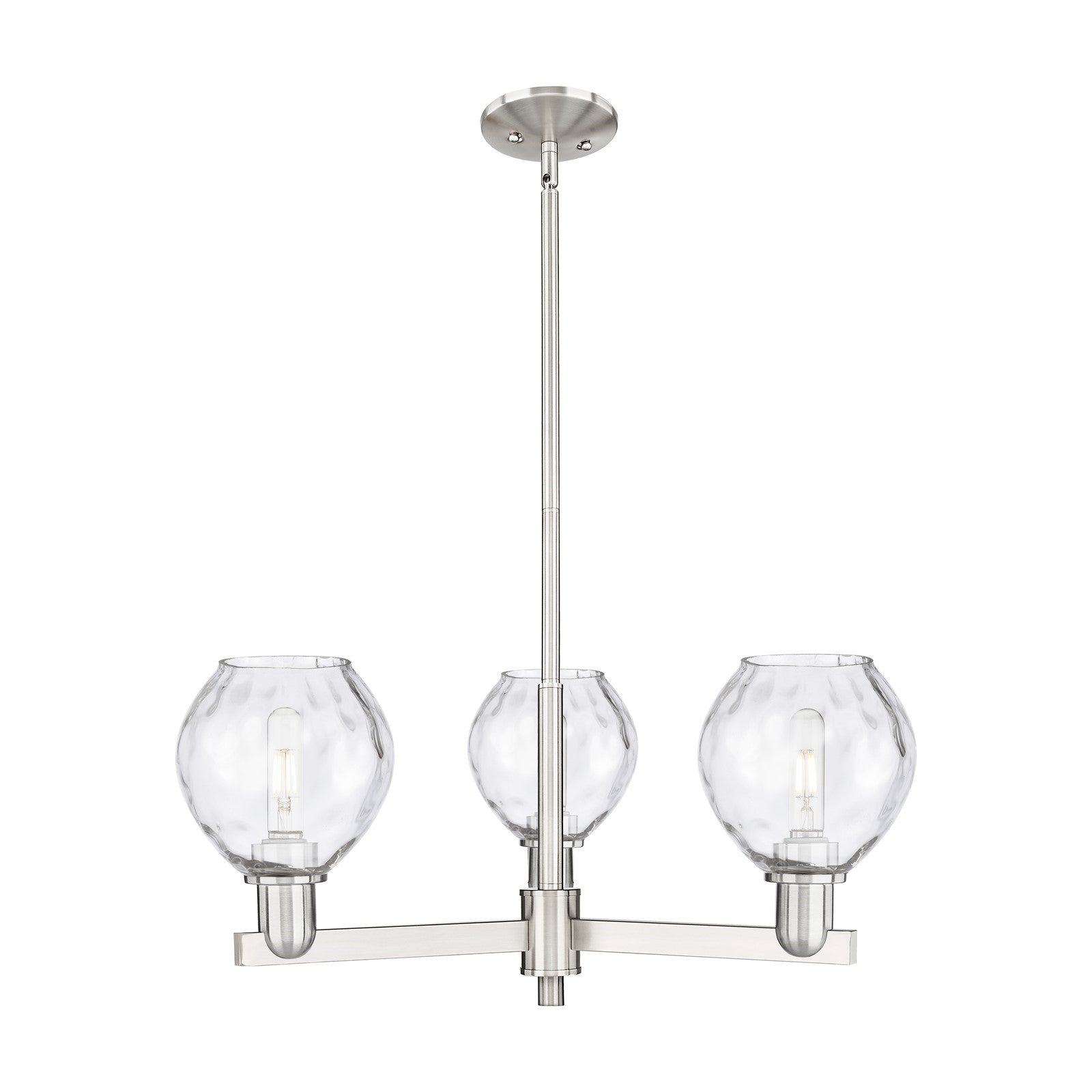 Innovations Waverly 28in 3-Light Pendant | Industrial Satin Nickel Steel and Clear Glass | Kitchen Island & Dining Room | 27.75 x | Model 716-3CR-SN-G362