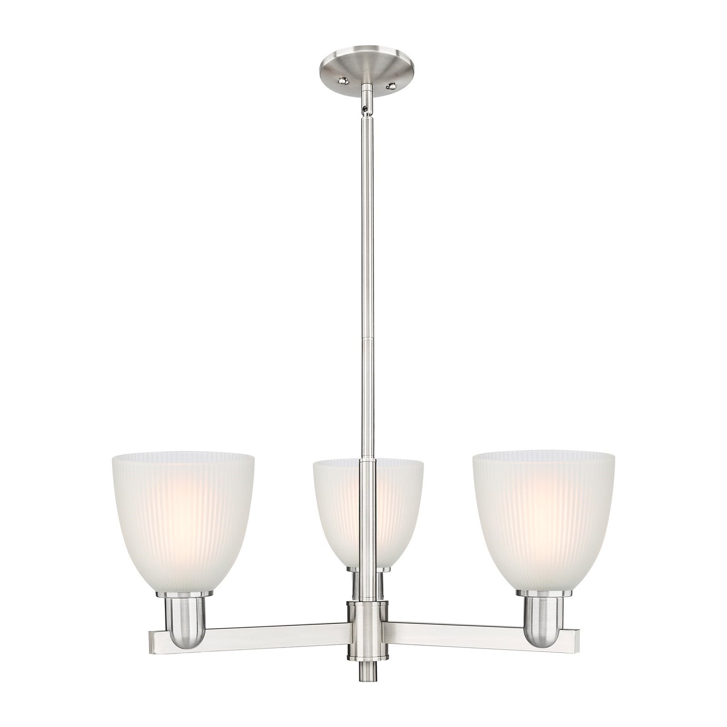 Innovations Castile 28in 3-Light Pendant | Industrial Satin Nickel Steel and White Glass | Kitchen Island & Dining Room | 27.75 x | Model 716-3CR-SN-G381