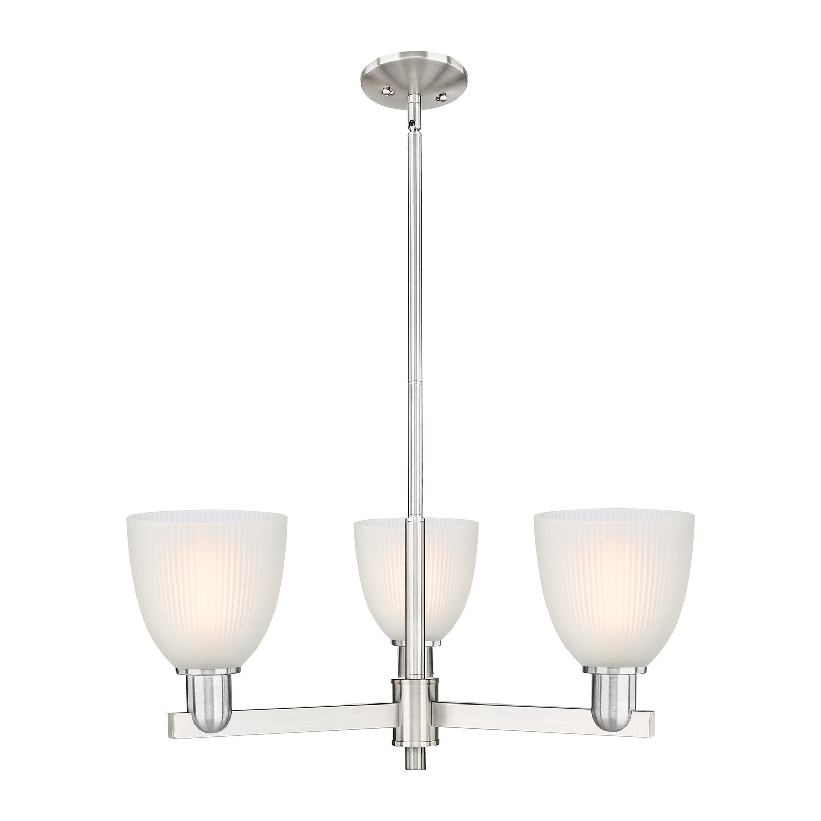 Innovations Castile 28in 3-Light Pendant | Industrial Satin Nickel Steel and White Glass | Kitchen Island & Dining Room | 27.75 x | Model 716-3CR-SN-G381