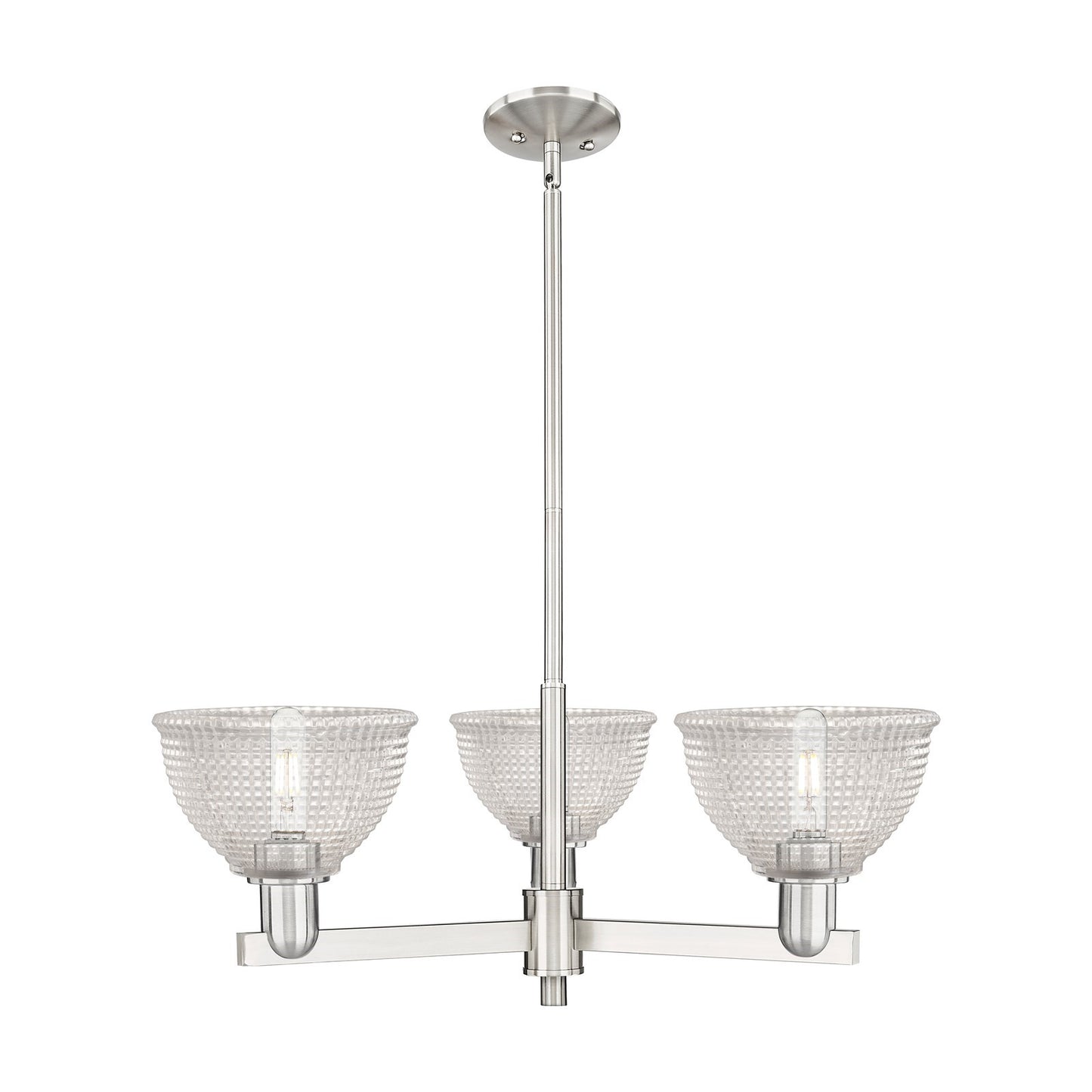 Innovations Arietta 30in 3-Light Pendant | Industrial Satin Nickel Steel and Clear Glass | Kitchen Island & Dining Room | 29.75 x | Model 716-3CR-SN-G422