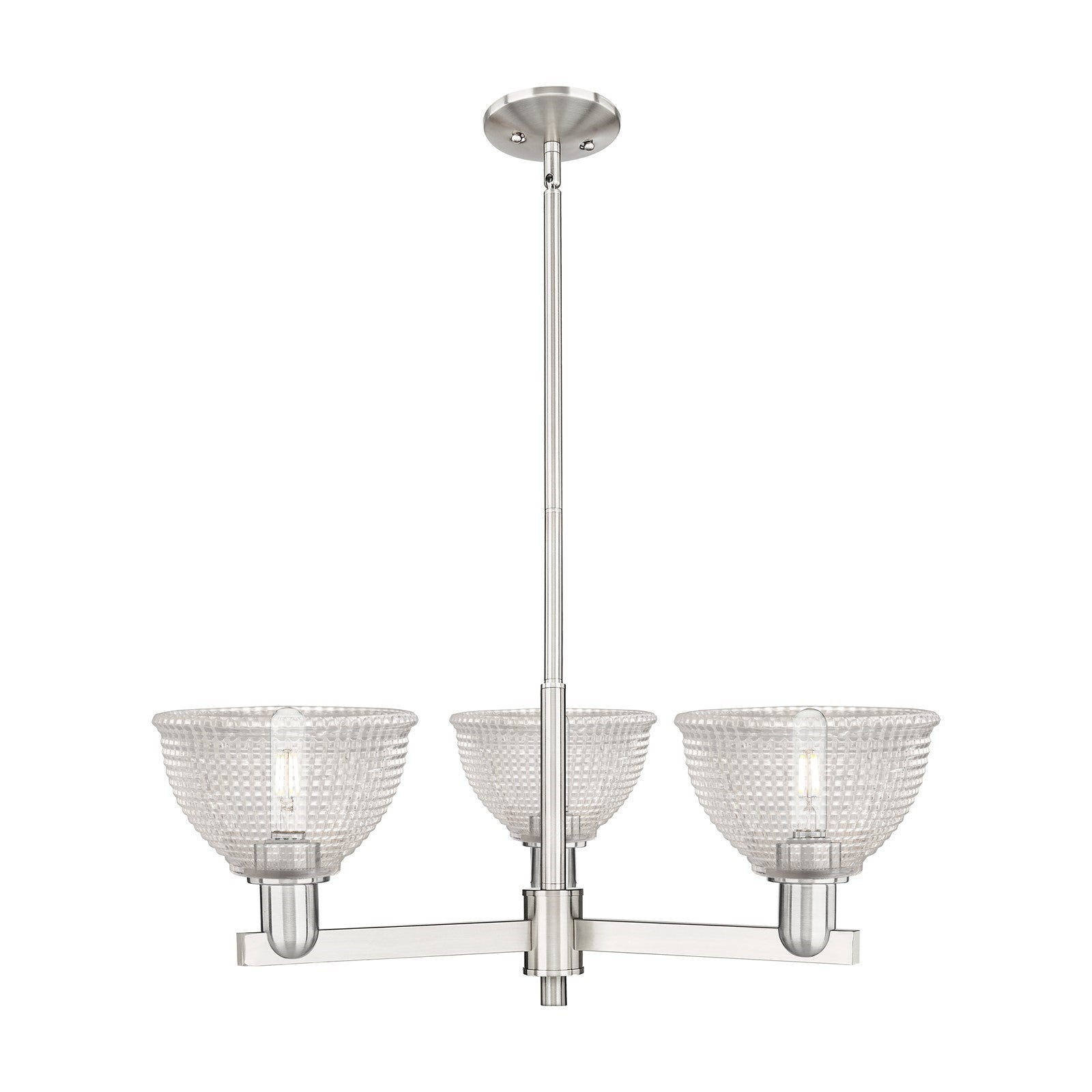 Innovations Arietta 30in 3-Light Pendant | Industrial Satin Nickel Steel and Clear Glass | Kitchen Island & Dining Room | 29.75 x | Model 716-3CR-SN-G422