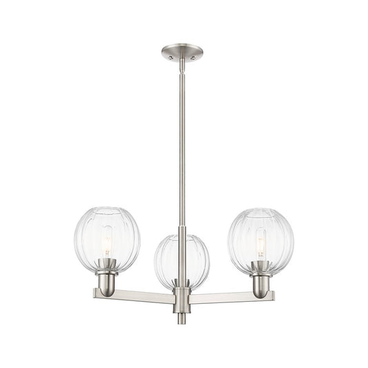 Innovations Preston 3Lt 18" Globe Stem Chandelier, SN/CL - 716-3CR-SN-G458-7CL