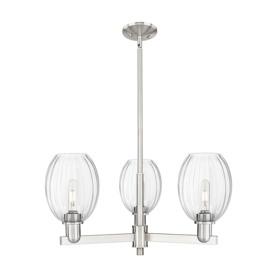 Innovations Preston 3Lt 18" Bell Stem Chandelier, SN/Clear - 716-3CR-SN-G459-6CL