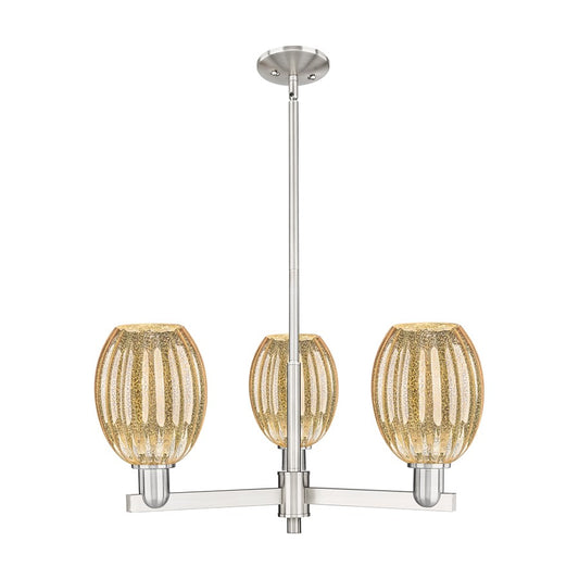 Innovations Preston 3Lt 18" Bell Stem Chandelier, SN/MC - 716-3CR-SN-G459-6ME