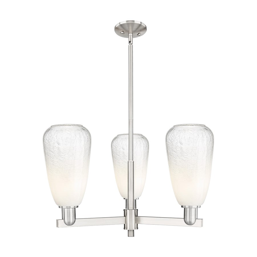 Innovations BH Almond 3Lt 18" Stem Chandelier, SN/OP - 716-3CR-SN-G480-6OP