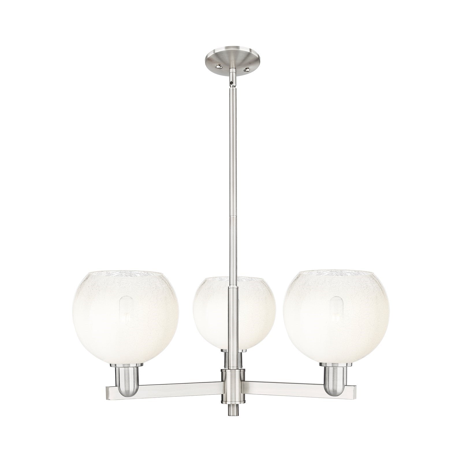 Innovations Brookhaven Globe 30in 3-Light Pendant | Industrial Satin Nickel Steel and Opal Glass | Kitchen Island & Dining | Model 716-3CR-SN-G483-8OP