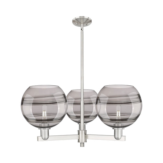 Innovations Rochester 32in 3-Light Pendant | Industrial Satin Nickel Steel and Light Smoke Glass | Kitchen Island & Dining | Model 716-3CR-SN-G556-10SM