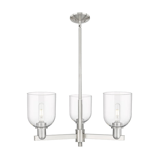 Innovations Bella 27in 3-Light Pendant | Industrial Satin Nickel Steel and Clear Glass | Kitchen Island & Dining Room | 27.25 | Model 716-3CR-SN-G558-6CL