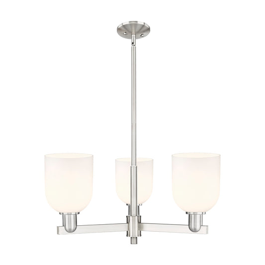 Innovations Bella 27in 3-Light Pendant | Industrial Satin Nickel Steel and White Glass | Kitchen Island & Dining Room | 27.25 | Model 716-3CR-SN-G558-6GWH