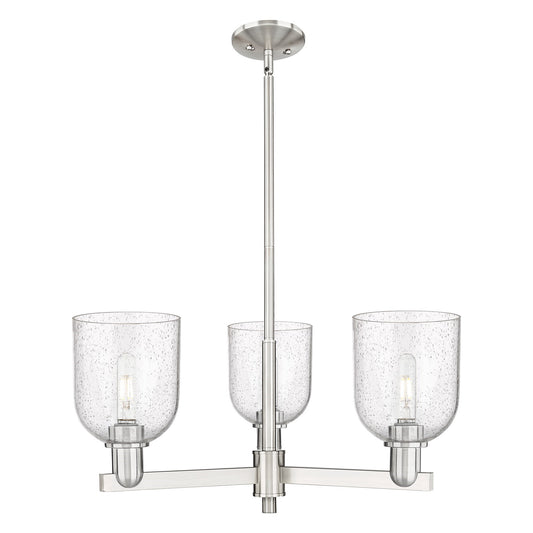 Innovations Bella 27in 3-Light Pendant | Industrial Satin Nickel Steel and Seedy Glass | Kitchen Island & Dining Room | 27.25 | Model 716-3CR-SN-G558-6SDY