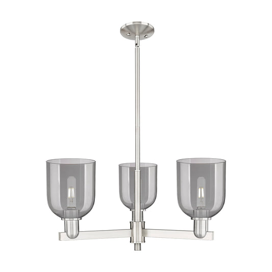 Innovations Bella 27in 3-Light Pendant | Industrial Satin Nickel Steel and Light Smoke Glass | Kitchen Island & Dining Room | Model 716-3CR-SN-G558-6SM