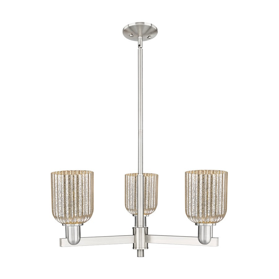 Innovations Bridal Veil 3Lt 18" Chandelier, Satin Nickel/Mercury