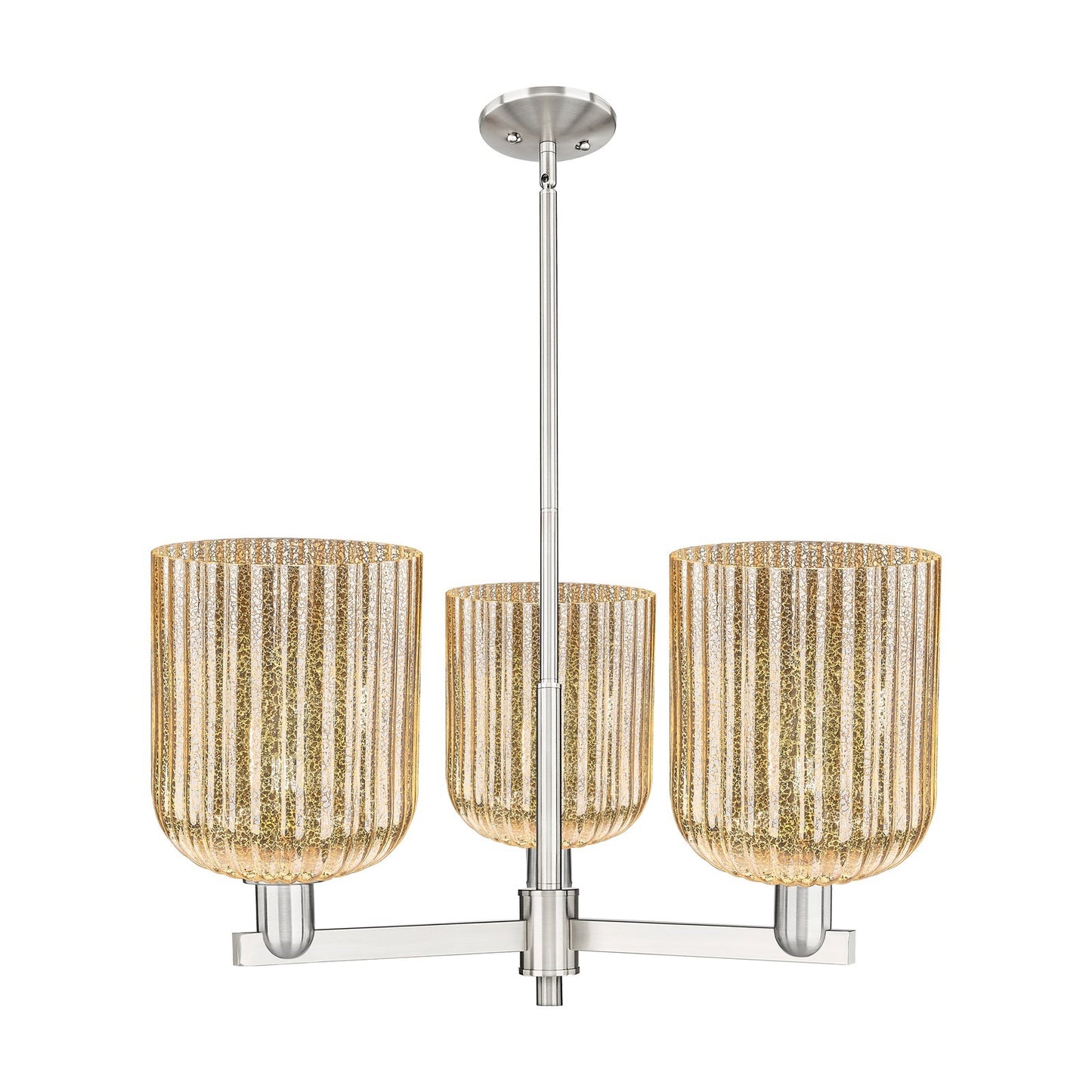 Innovations Bridal Veil 30in 3-Light Pendant | Industrial Satin Nickel Steel and Mercury Ribbed Glass | Kitchen Island & | Model 716-3CR-SN-G559-8ME