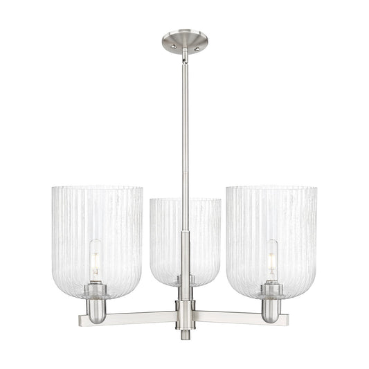 Innovations Bridal Veil 30in 3-Light Pendant | Industrial Satin Nickel Steel and Seedy Glass | Kitchen Island & Dining Room | Model 716-3CR-SN-G559-8SDY