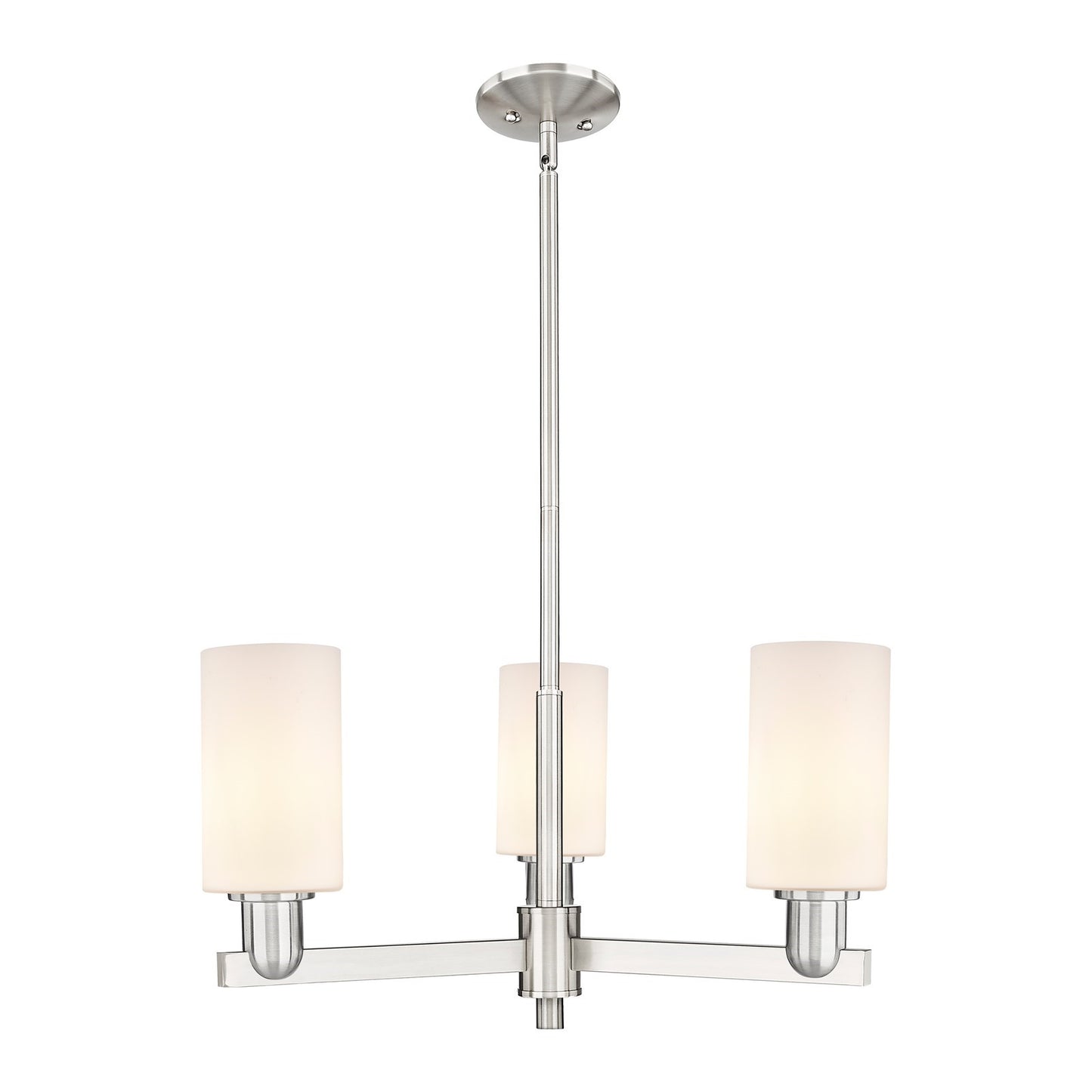 Innovations Clymer 26in 3-Light Pendant | Industrial Satin Nickel and Matte White Glass | Kitchen Island & Dining Room | 25.62 x | Model 716-3CR-SN-G801