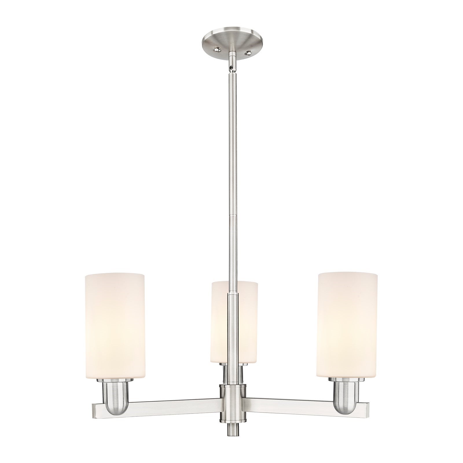 Innovations Clymer 26in 3-Light Pendant | Industrial Satin Nickel and Matte White Glass | Kitchen Island & Dining Room | 25.62 x | Model 716-3CR-SN-G801