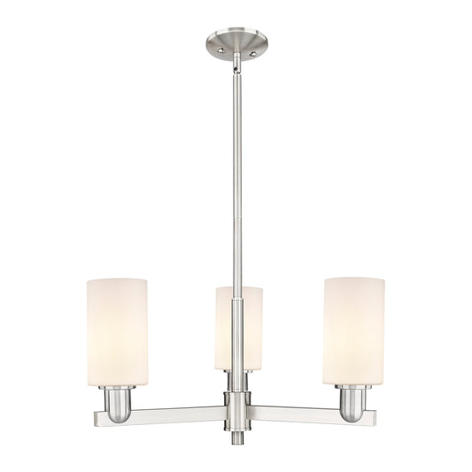 Innovations Clymer 26in 3-Light Pendant | Industrial Satin Nickel and Matte White Glass | Kitchen Island & Dining Room | 25.62 x | Model 716-3CR-SN-G801