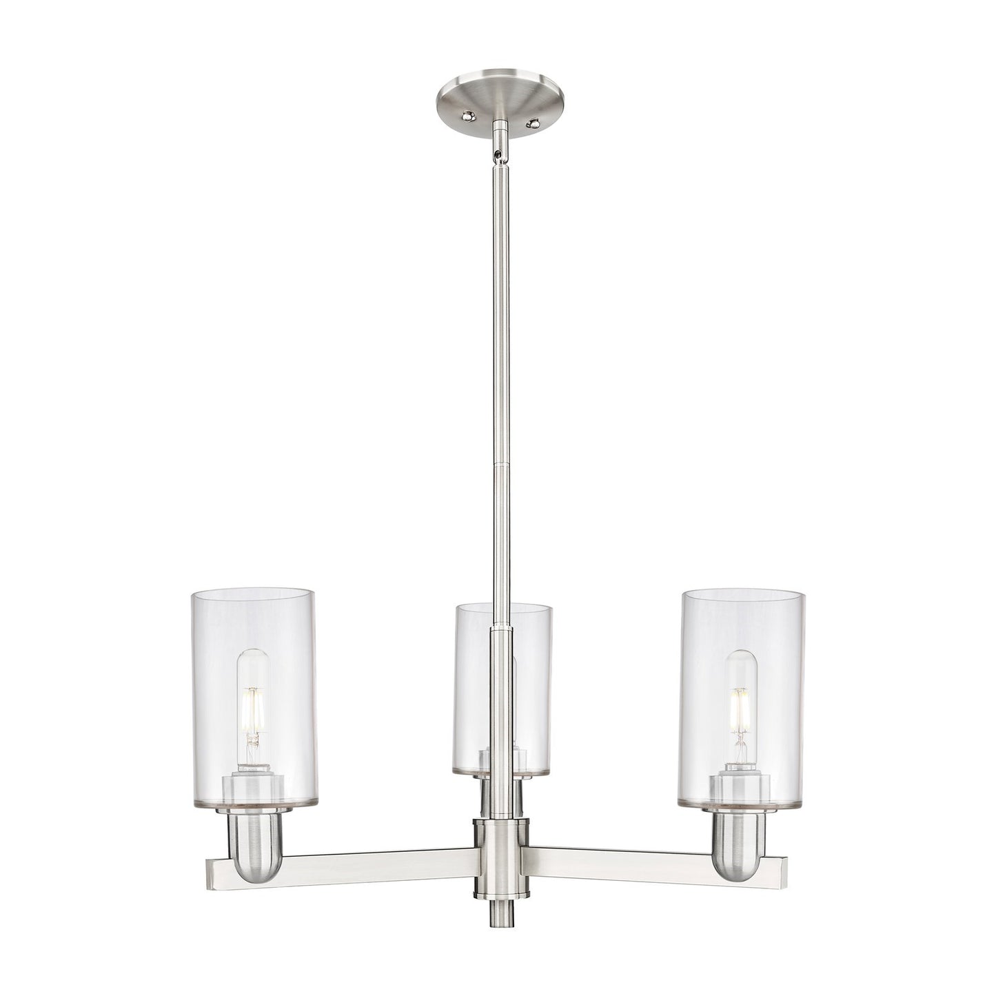 Innovations Clymer 26in 3-Light Pendant | Industrial Satin Nickel Steel and Clear Glass | Kitchen Island & Dining Room | 25.62 x | Model 716-3CR-SN-G802