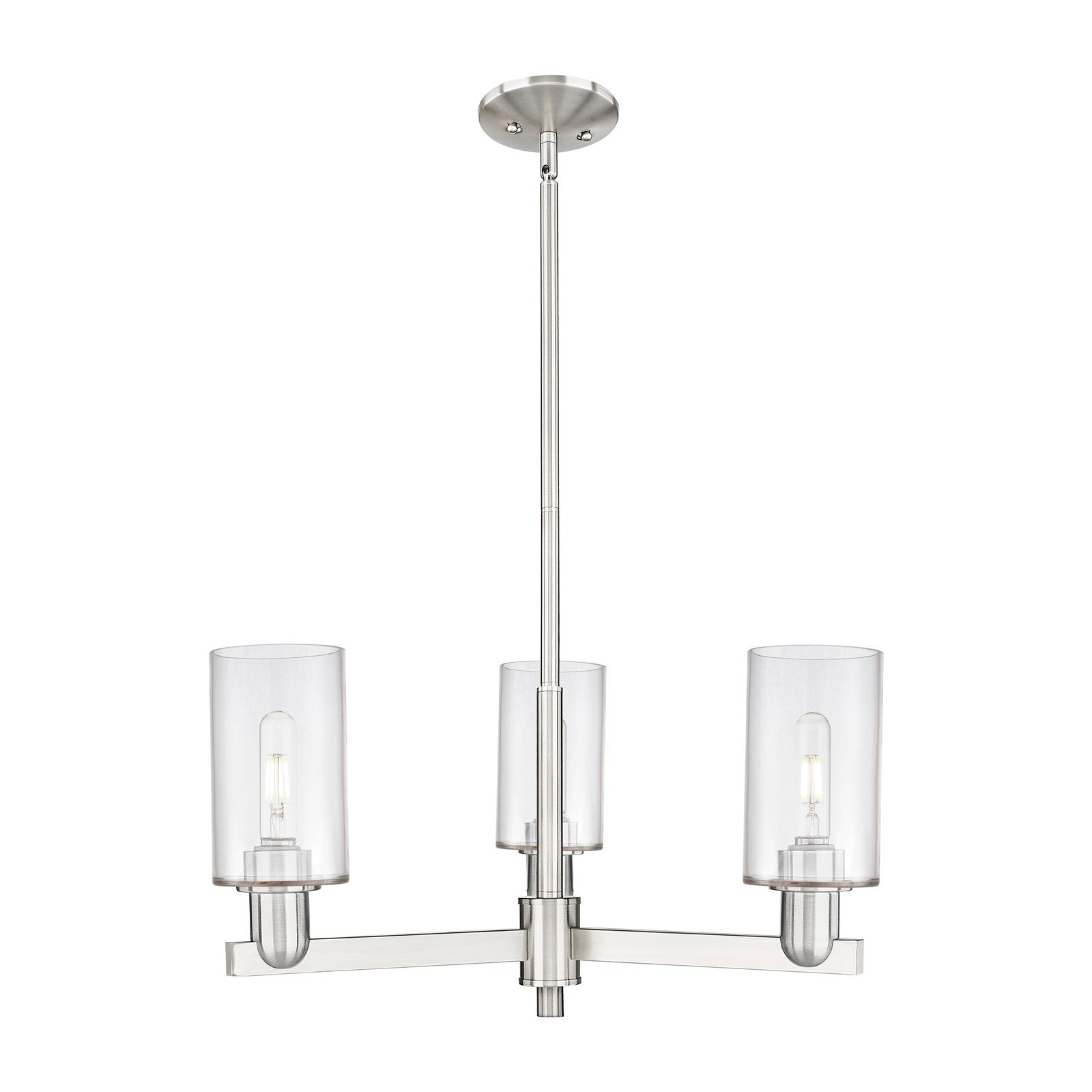 Innovations Clymer 26in 3-Light Pendant | Industrial Satin Nickel Steel and Clear Glass | Kitchen Island & Dining Room | 25.62 x | Model 716-3CR-SN-G802