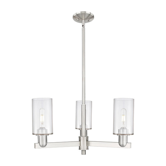Innovations Clymer 26in 3-Light Pendant | Industrial Satin Nickel Steel and Clear Glass | Kitchen Island & Dining Room | 25.62 x | Model 716-3CR-SN-G802