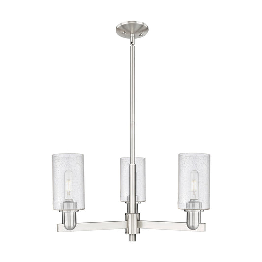 Innovations Clymer 26in 3-Light Pendant | Industrial Satin Nickel Steel and Seedy Glass | Kitchen Island & Dining Room | 25.62 x | Model 716-3CR-SN-G804
