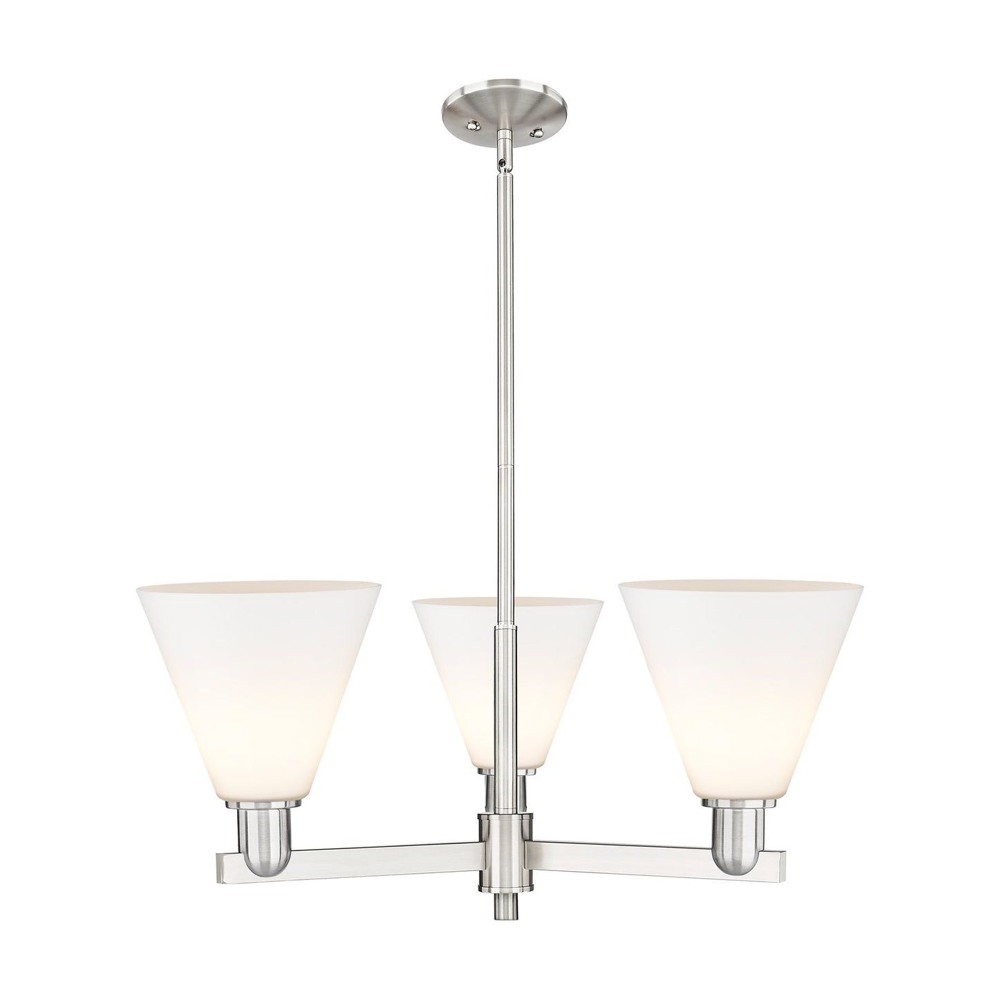 Innovations Berkshire Glass 30in 3-Light Pendant | Industrial Satin Nickel Steel and Matte White Glass | Kitchen Island & Dining | Model 716-3CR-SN-GBC-81