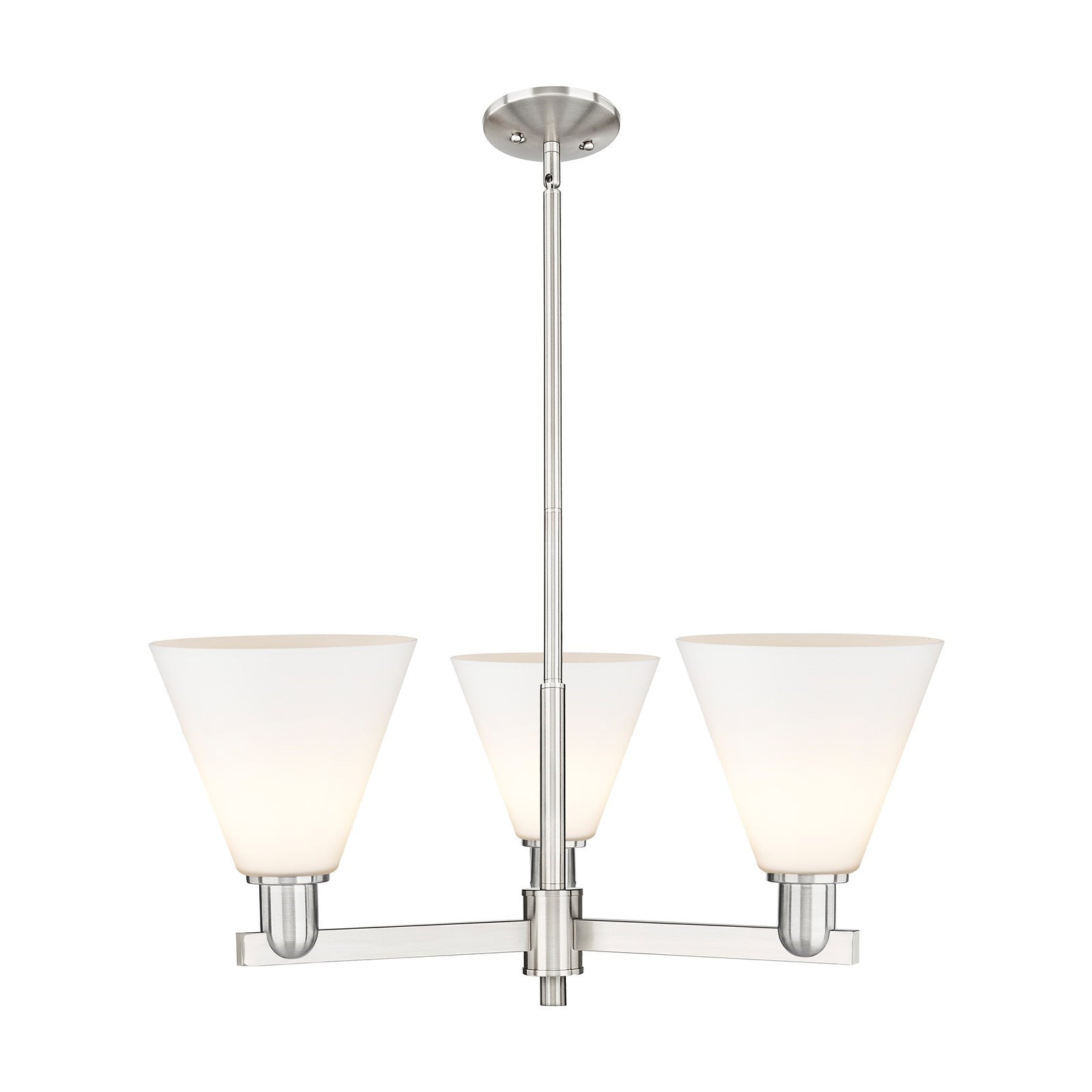 Innovations Berkshire Glass 30in 3-Light Pendant | Industrial Satin Nickel Steel and Matte White Glass | Kitchen Island & Dining | Model 716-3CR-SN-GBC-81
