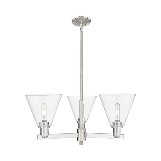 Innovations Berkshire Glass 30in 3-Light Pendant | Industrial Satin Nickel Steel and Clear Glass | Kitchen Island & Dining Room | Model 716-3CR-SN-GBC-82