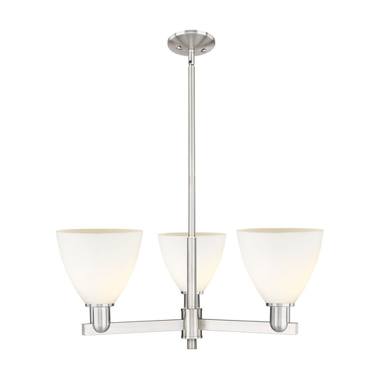 Innovations Bristol 29in 3-Light Pendant | Industrial Satin Nickel Steel and Matte White Glass | Kitchen Island & Dining Room | Model 716-3CR-SN-GBD-751