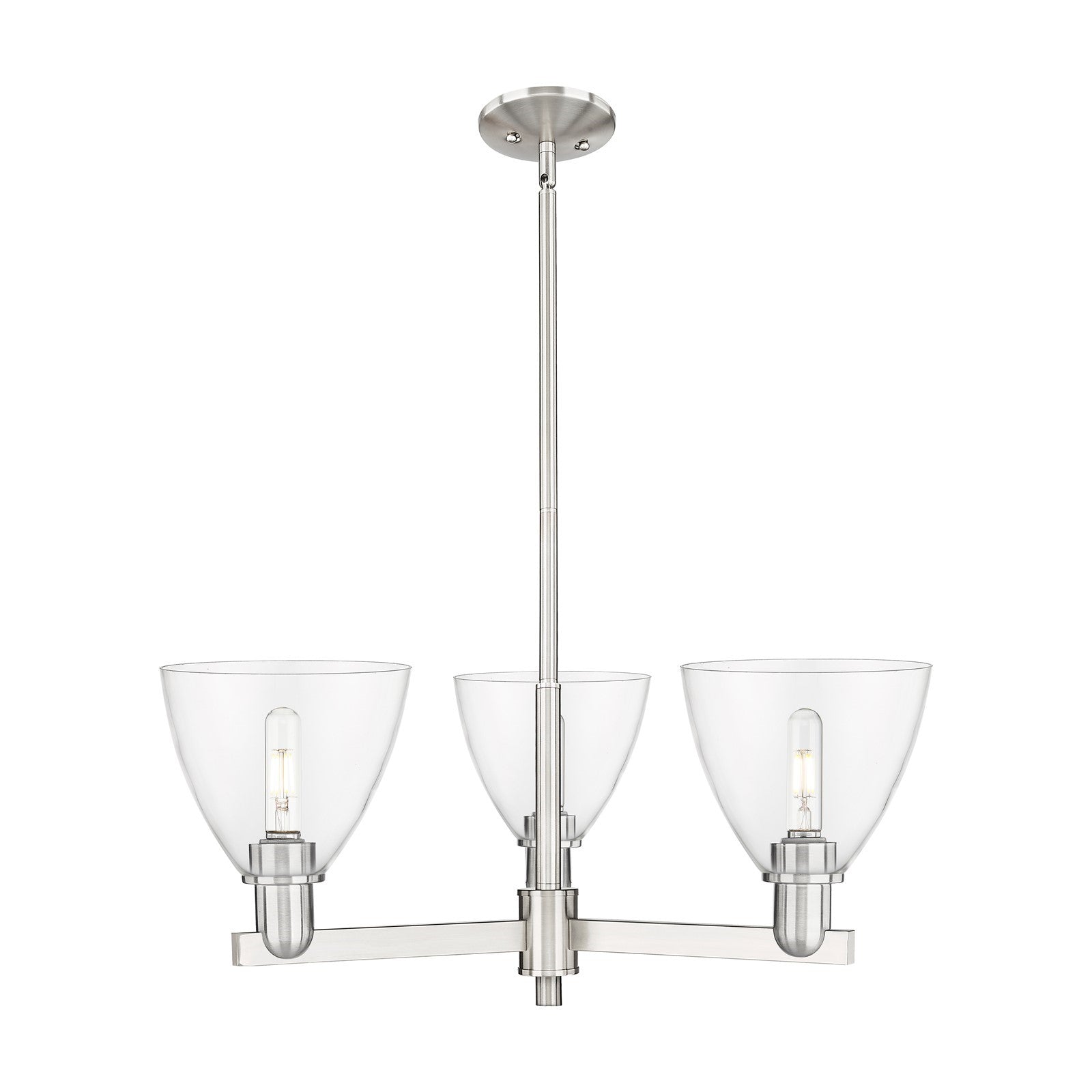 Innovations Bristol 29in 3-Light Pendant | Industrial Satin Nickel Steel and Clear Glass | Kitchen Island & Dining Room | 29.25 | Model 716-3CR-SN-GBD-752