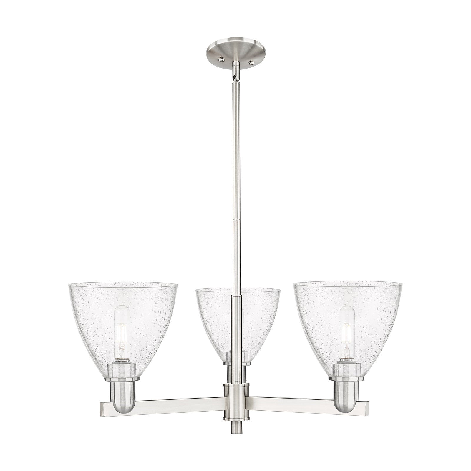 Innovations Bristol 29in 3-Light Pendant | Industrial Satin Nickel Steel and Seedy Glass | Kitchen Island & Dining Room | 29.25 | Model 716-3CR-SN-GBD-754